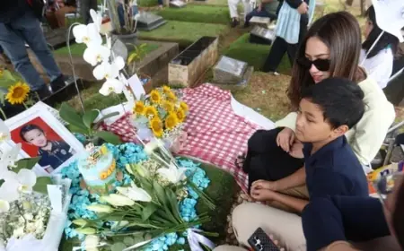 Tamara Tyasmara Rayakan Ulang Tahun Ke-8 Mendiang Dante di Makam, Bawa Kue Bertema Film JUMBO